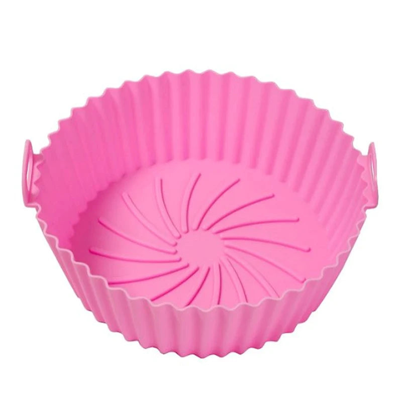 1Pcs Silicone Air Fryer Oven Baking Tray Pizza Fried Chicken Basket Pad Air-fryer Pot Food Plate Reusable Airfryer Pan Liner
