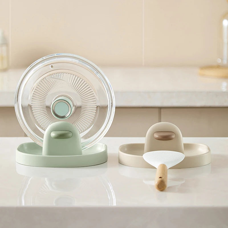 1pc Multifunctional Plastic Kitchen Countertop Storage Rack Household Soup Spoon Pot Cover Storage Rack