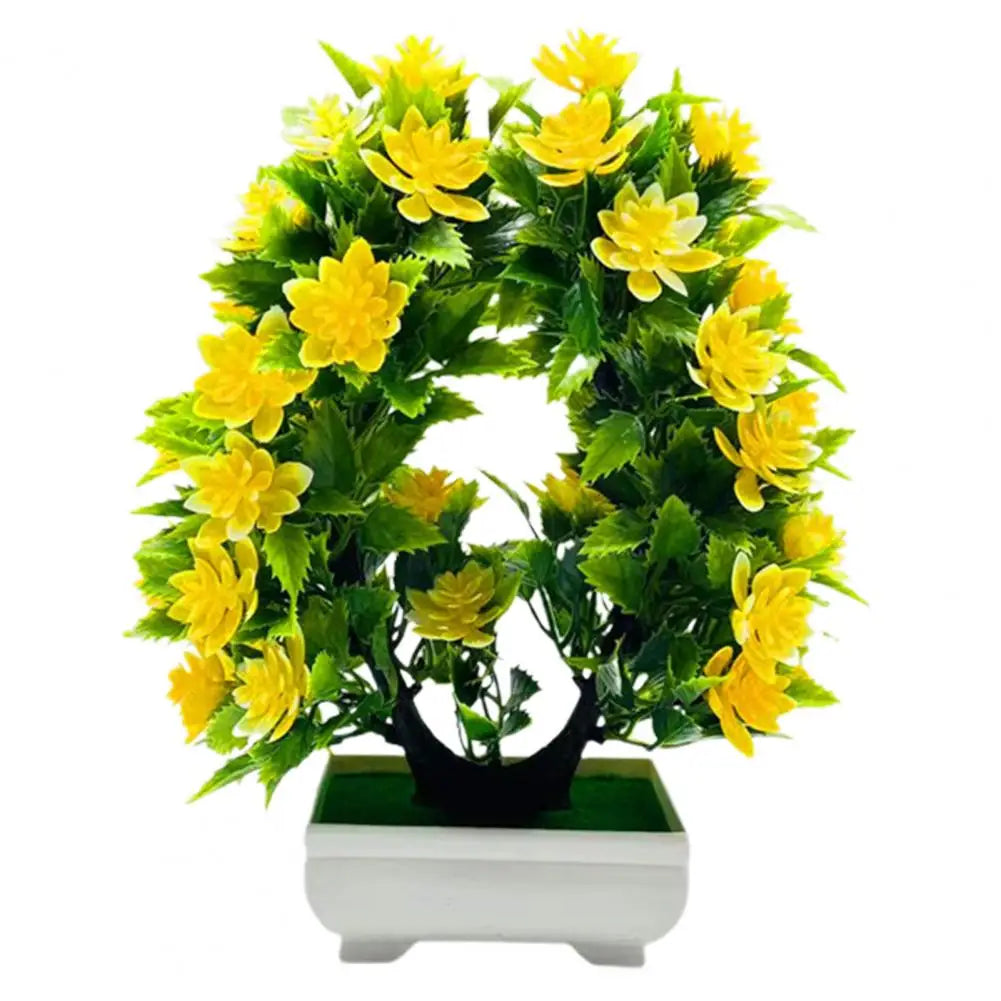 Artificial Flower Bonsai Realistic UV Resistant Plastic Easy Care Fake Flowers Bonsai for Outdoor