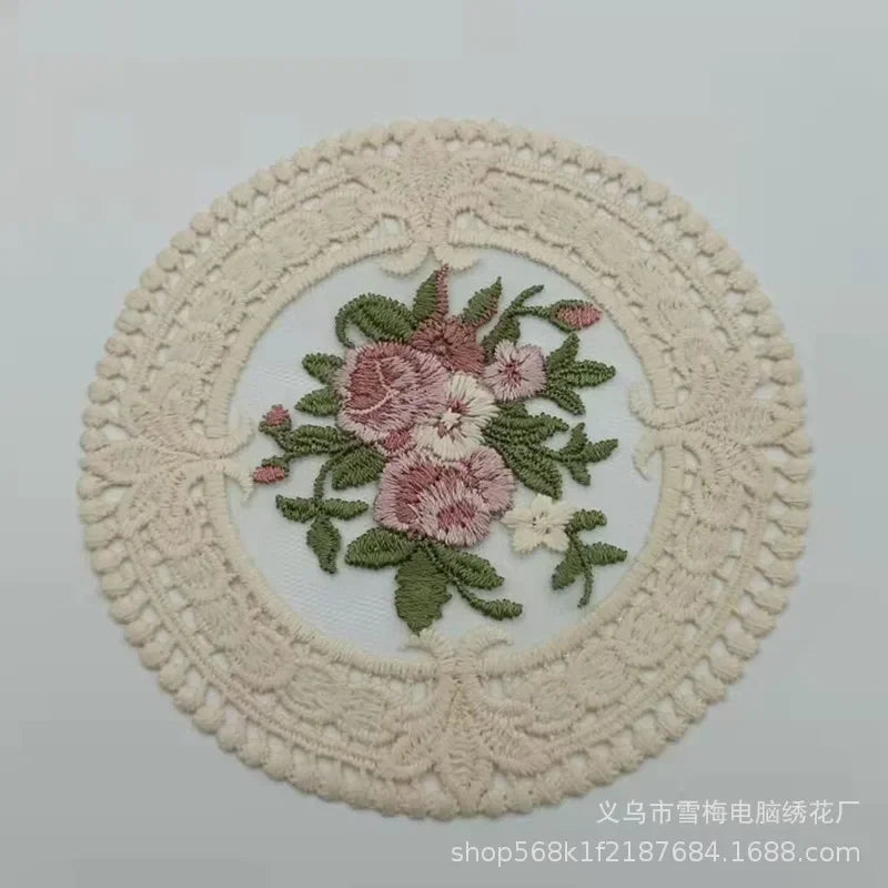 1Pc Dinning Lace Table Cover Embroidered Table Cloth Elegant Round Tablecloth Coffee Coasters Napkin Party Wedding Decoration