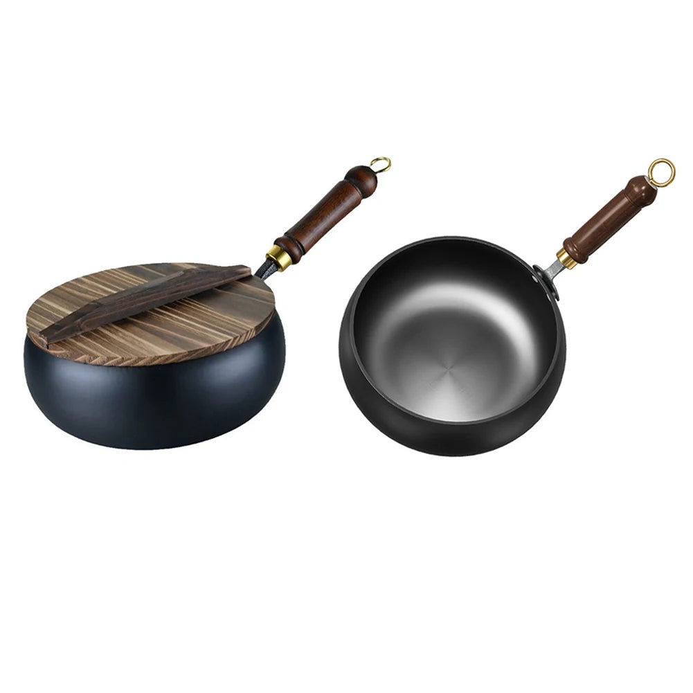 Handmade Forging NON-STICK PAN Household Stir Fry Stew Pot Flat Bottom Small Frying Pan Kitchen Gas Stove Pan Cookware