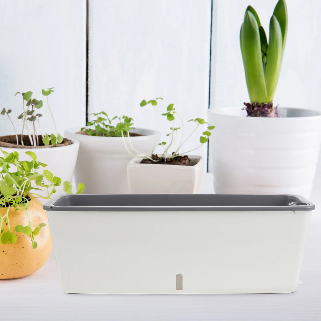 Plastic Rectangular Window Planter Pot Water Storage Balcony Windowsill Gardening Vegetable Herb Flower Plastic Planter Box
