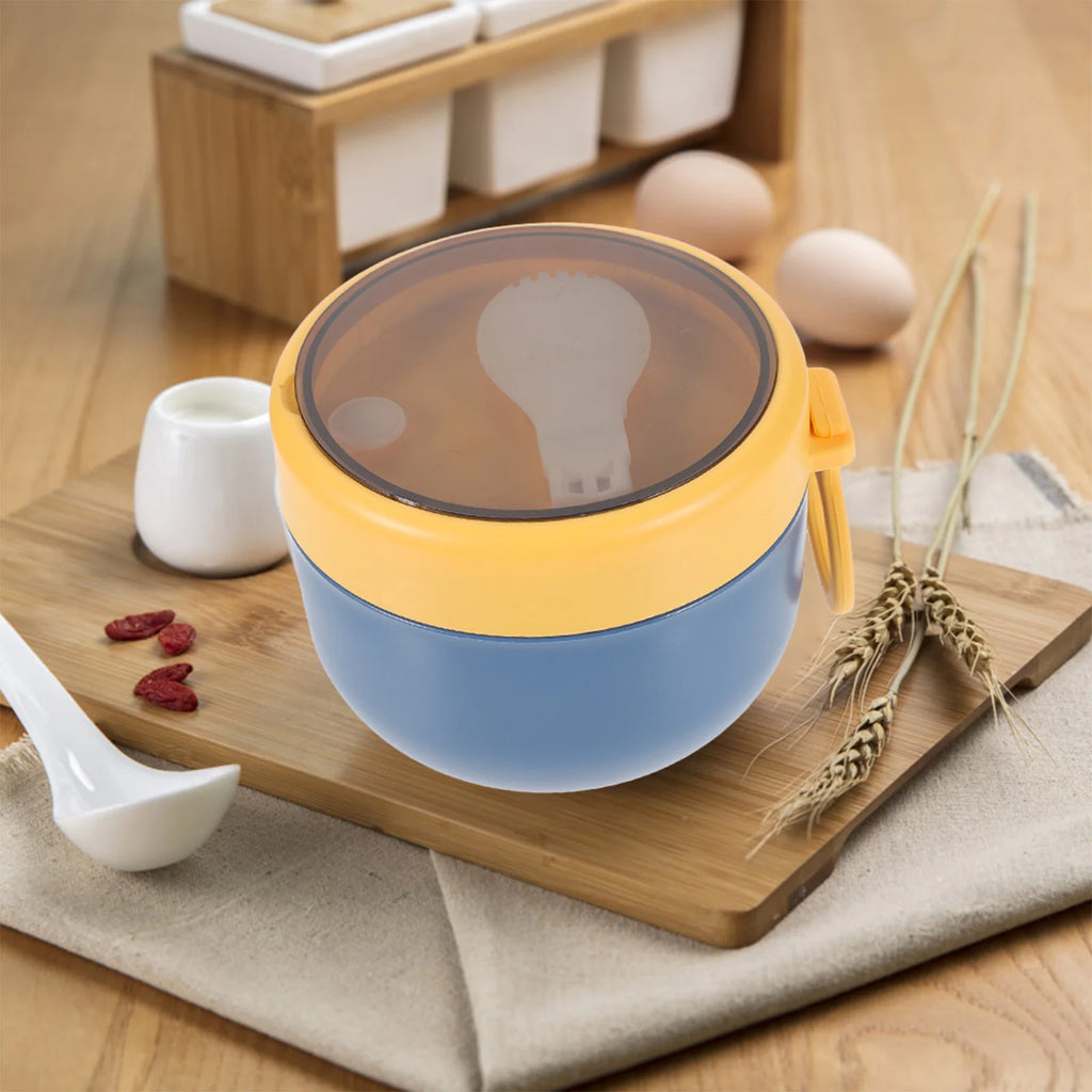 Plastic Airtight Breakfast Bowl Compact Lightweight Creative Design Good Mood Portable Soup Container Students Oatmeal Cup