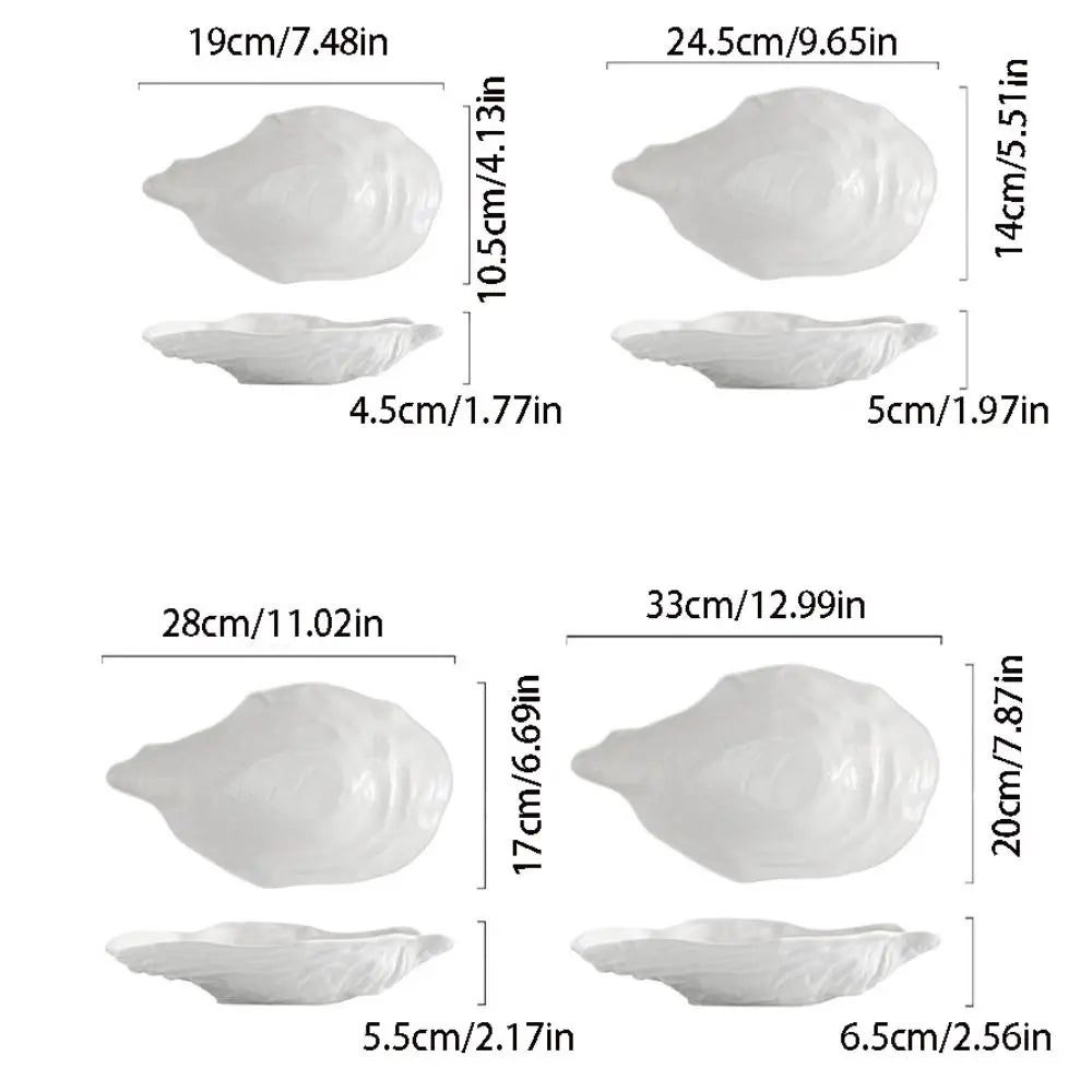 Kitchen Organizer Ceramic Sashimi Plate Creative Oyster Shell Shape Salad Plate Multi-Function Reusable Storage Dish Dinner