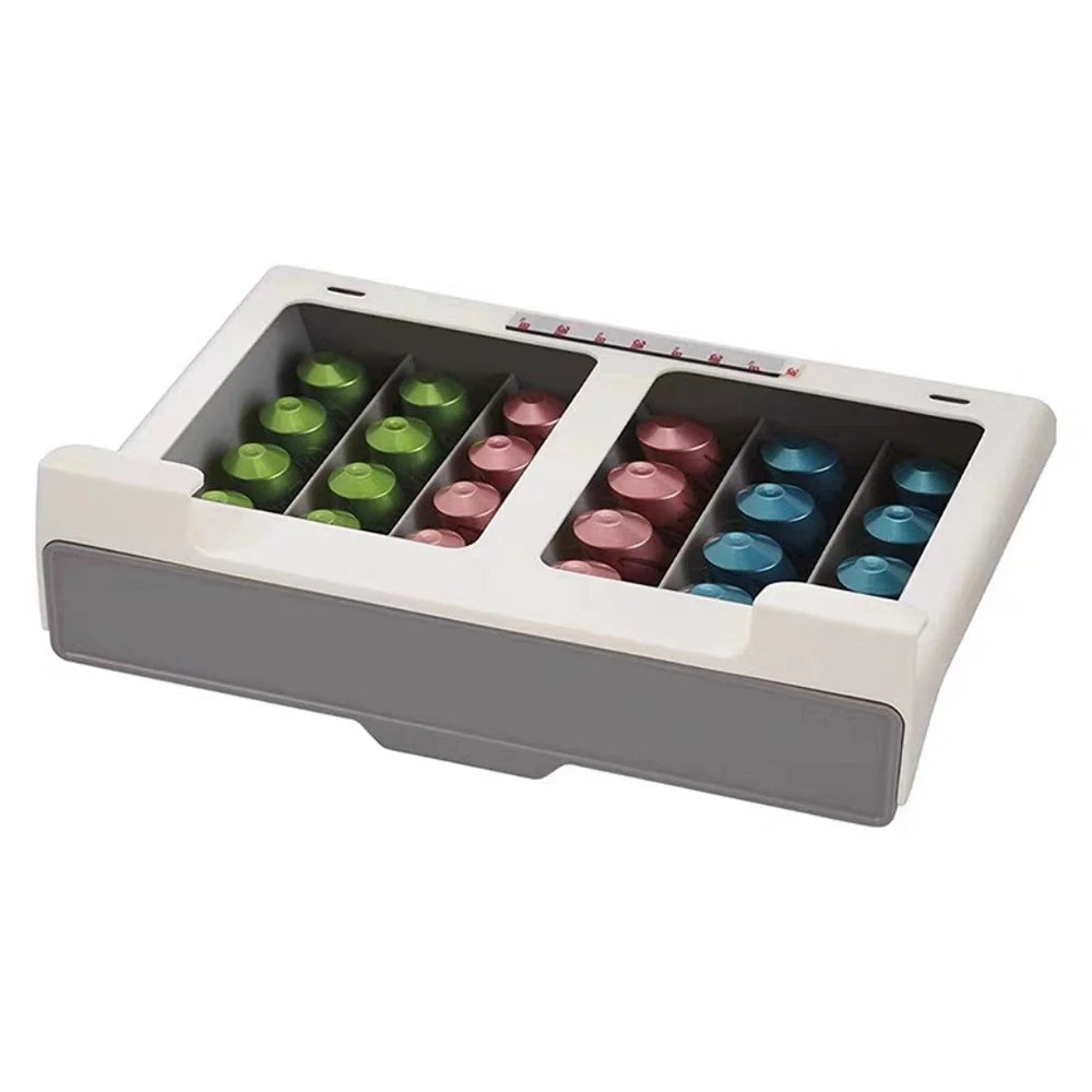 Coffee Capsule Holder Capsule Coffee Tea Bag Storage Rack Drawer Organizing Box No Punching Required Space Saving Storage Box