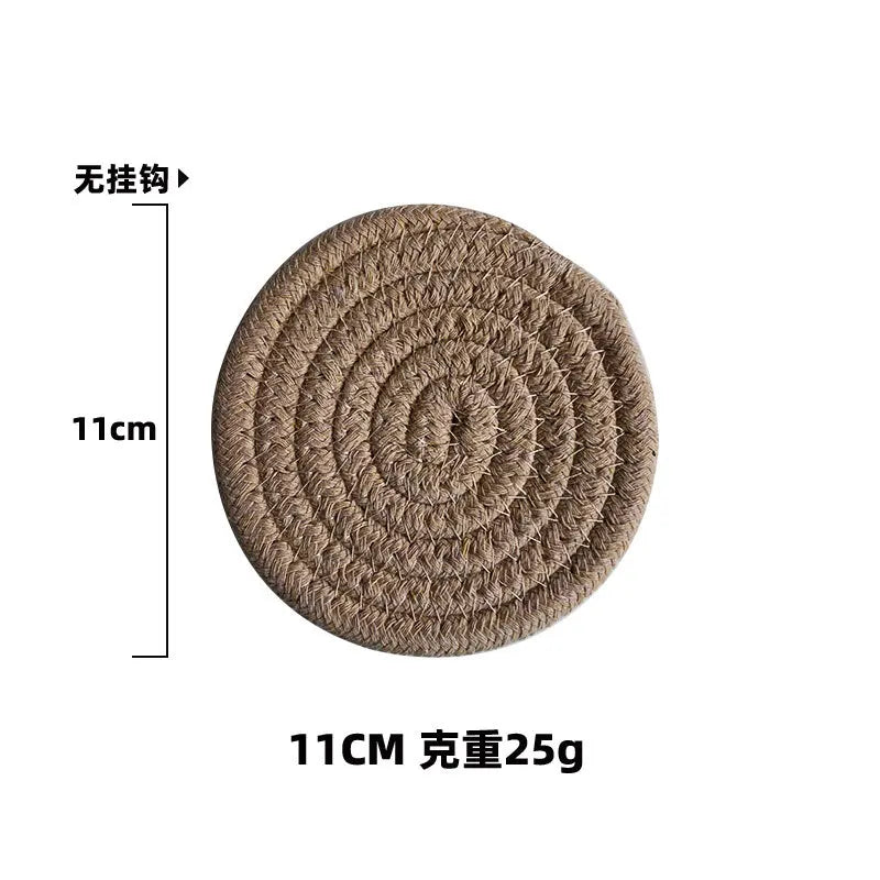 Colored Placemat Pastoral Style Thickened Insulation Cotton Linen Woven Table Mat Heat Resistant Anti Scalding Sand Pot Cup Mat