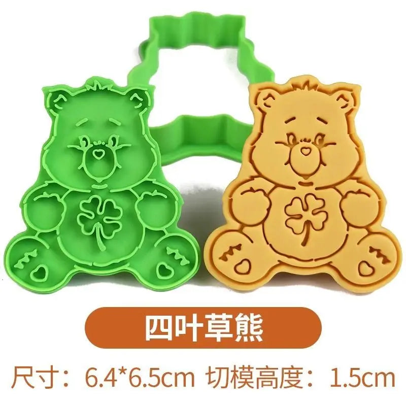 Cartoon Kawaii Care Bear Cookie Molds Sugar Flipping Cookie Cutting Molds 3D Pressable Biscuit Mold Kitchen Baking Pastry Tools