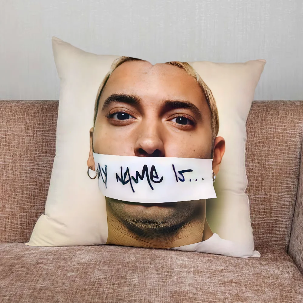 E-Eminem Rapper Pillow Case For Home Bedroom Car Office Decoration Living Room Sofa Cushion Cover Suitable