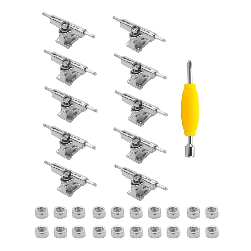 WOWFU-10 Pcs 29Mm Fingerboard Trucks Finger Skateboard Deck With Nuts With Spanner Screwdriver For Finger Skateboards