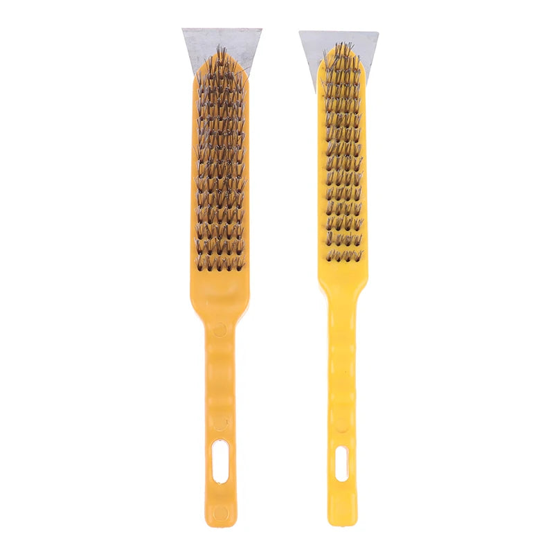 Wooden handle wire brush copper plated wire knife brush rust removal metal wire brush copper wire brush surface cleaning brush