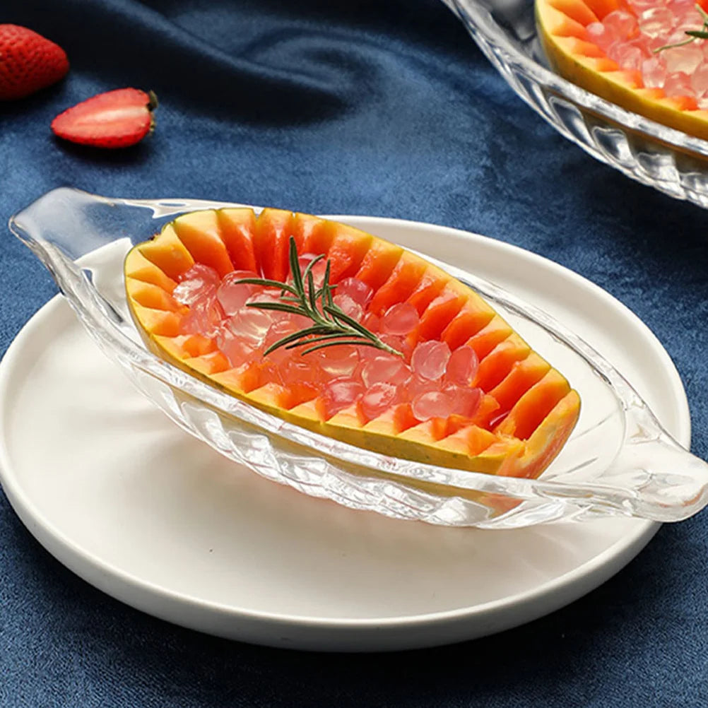 1pc Ice Cream Bowl Transparent Double-Ear Banana Bowl For Cold Drink Juice Dessert Salad Glass Tableware Household Serving