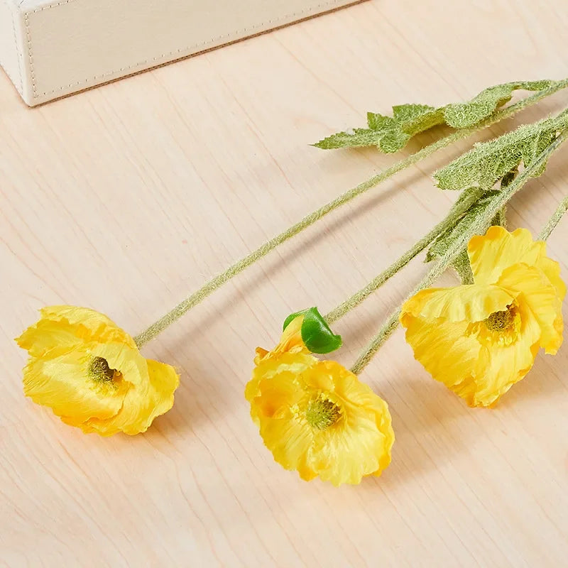 4 Head Artificial Flowers Poppy Silk Flowers  Party Wedding Bridal Bouquet Decoration Garden Decoration Outdoor