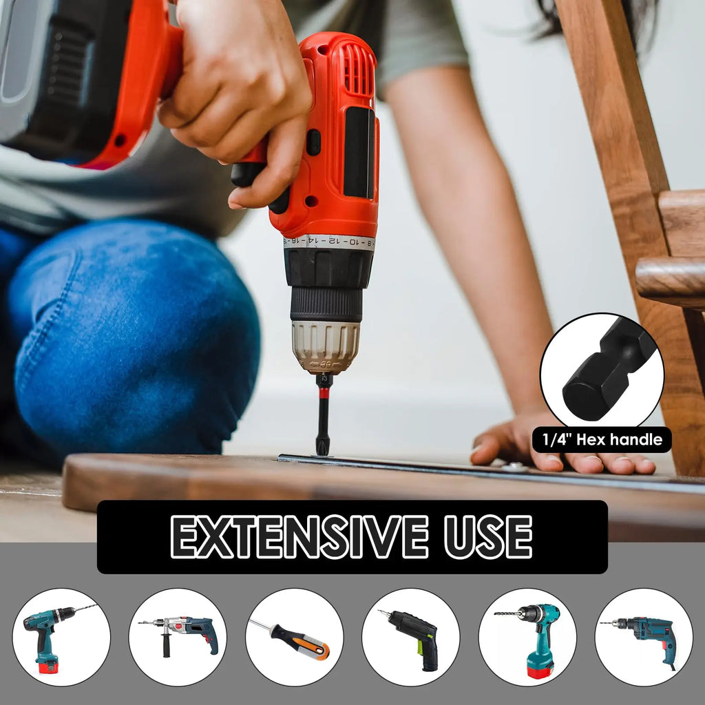 Rafford 15PCS Impact Ready Magnetic Screwdriver Bits Set - 2 Inch Anti-Slip for Impact/Cordless Drill | Torx/Hex/Phillips Head