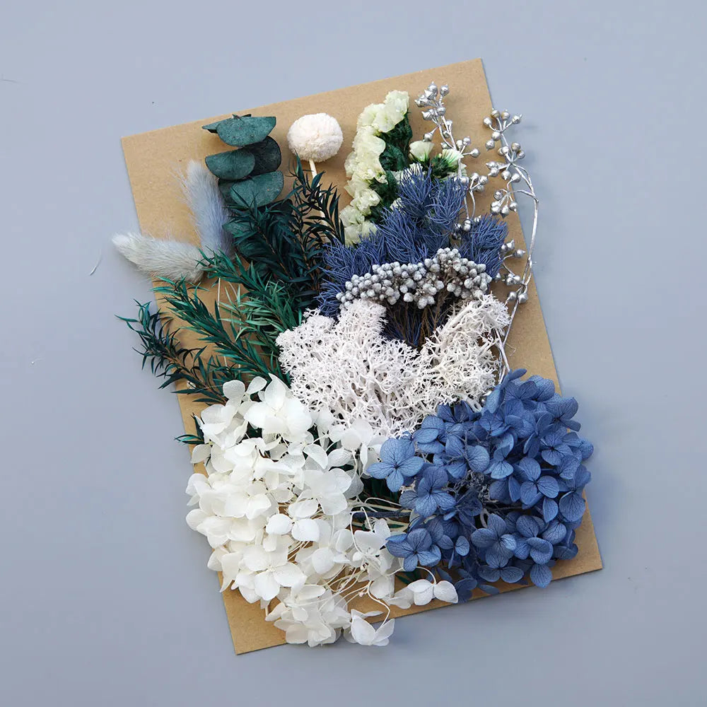 1 Pack Artificial Plants Dried Real Flowers Preserved Materials Epoxy Resin Candles DIY Floral Materials Hydrangea Set Flowers