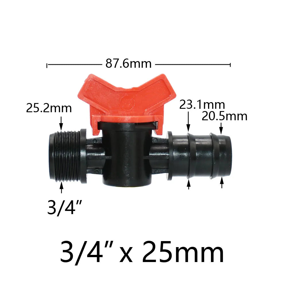 Miniature Plastic Shut Off Coupling Valve Connectors for 4/7 8/11 10/16/20/25mm Hose Garden Water Irrigation Pipe Adaptor Barb