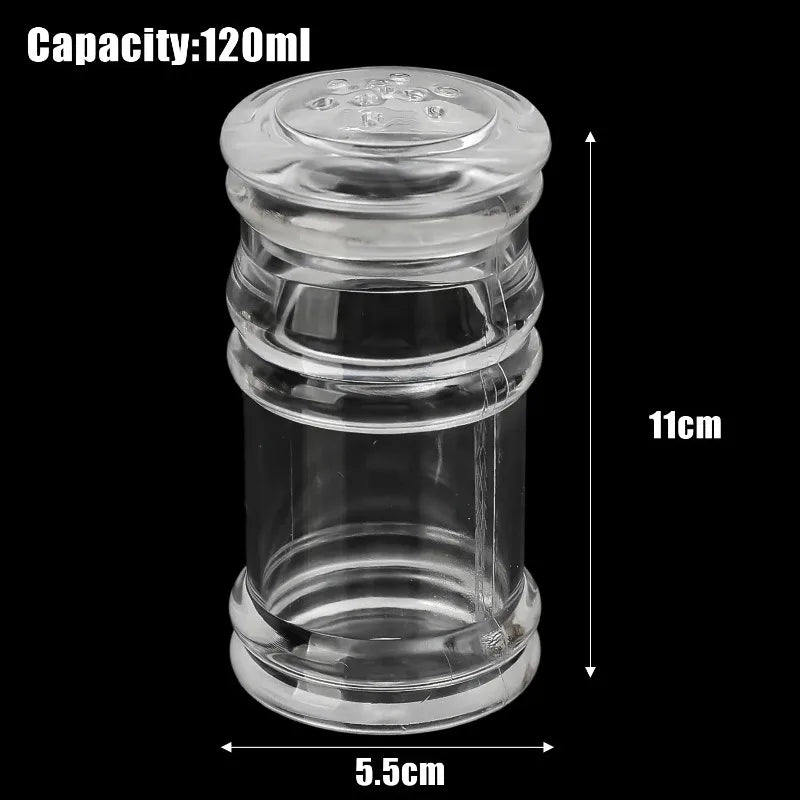 Clear Spice Jars Dispenser with Perforated Lid Salt Pepper Shaker Refillable Condiment Bottle Kitchen Seasoning Powder Container