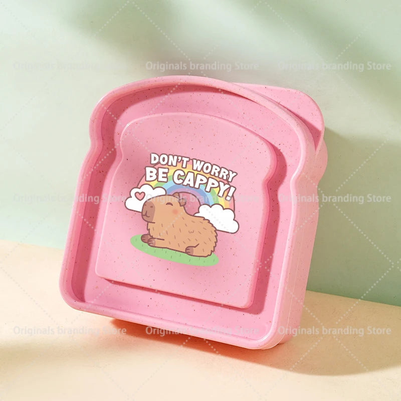 Capybara Portable Lunch Box Sandwich Silicone Toast Shaped Bento Box with Lid Office School Outdoor Lunch Food Container Gift