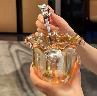 Glass bowl bow salad bowl dessert bowl glass cup milk soybean milk oatmeal cup high temperature resistance