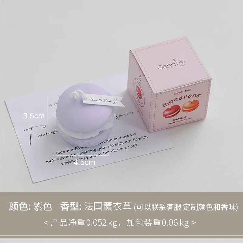 Macaron Aromatherapy Candle Lavender Peach Chamomile Cake Modelling Dessert Candles Home Decoration Gift for Party Wedding