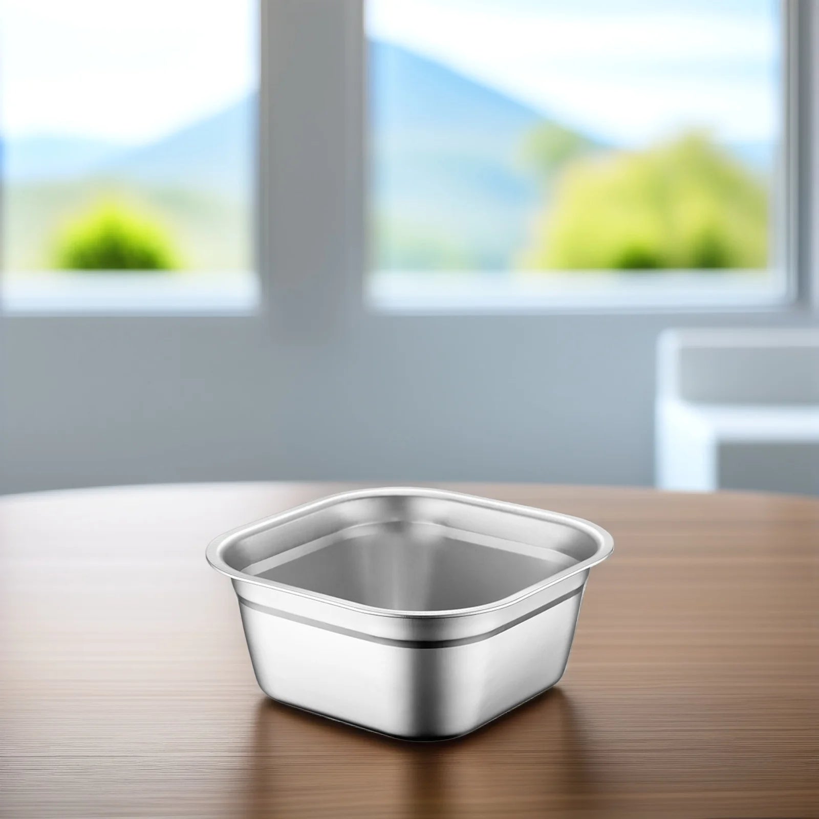 Square Stainless Steel Washing Basin Large Capacity Multi-Purpose Vegetable Fruit Mixing Bowl Kitchen Gadget Buffet Tray Soup