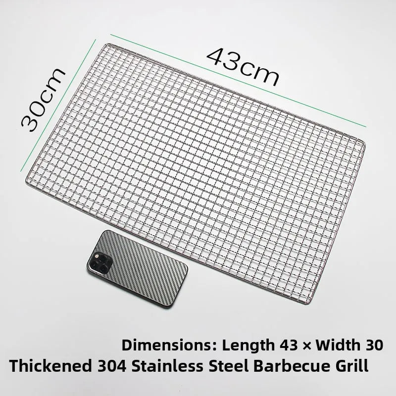 Thiened Rectangular Me BBQ ill Net 304 Stainl Steel Drng Net Barbecue Wire Me for Outdoor Kitchen Cooking Tools