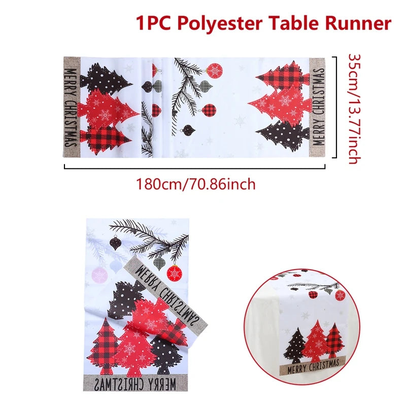 Christmas Linen Table Runner Merry Christmas Decoration for Home 2024 Table Cover Xmas Ornament Navidad Natal New Year Gift 2025