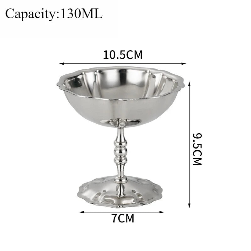 Ice Cream Cup Stainless Steel 304 Serving Dessert Bowl Cups Sauce Bowls Mini Round Footed Yogurt Snack Candy Cup for Salad Fruit
