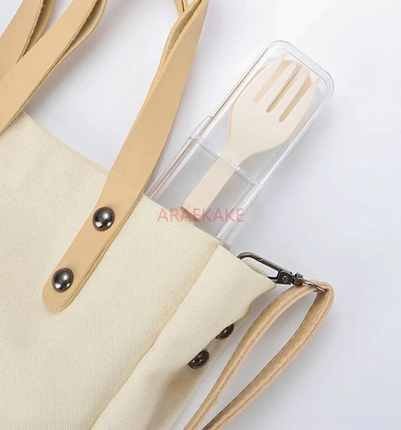 Portable cutlery box creative block chopsticks spoon fork set travel fresh and simple folding three piece set