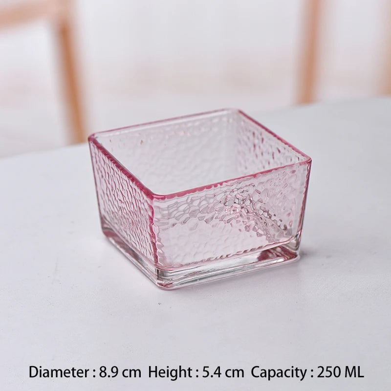 Glass Ice Cream Dessert Bowl Japanese Style Hammer Patterned Household Candy Snack Bowls High Quality Living Room Tableware