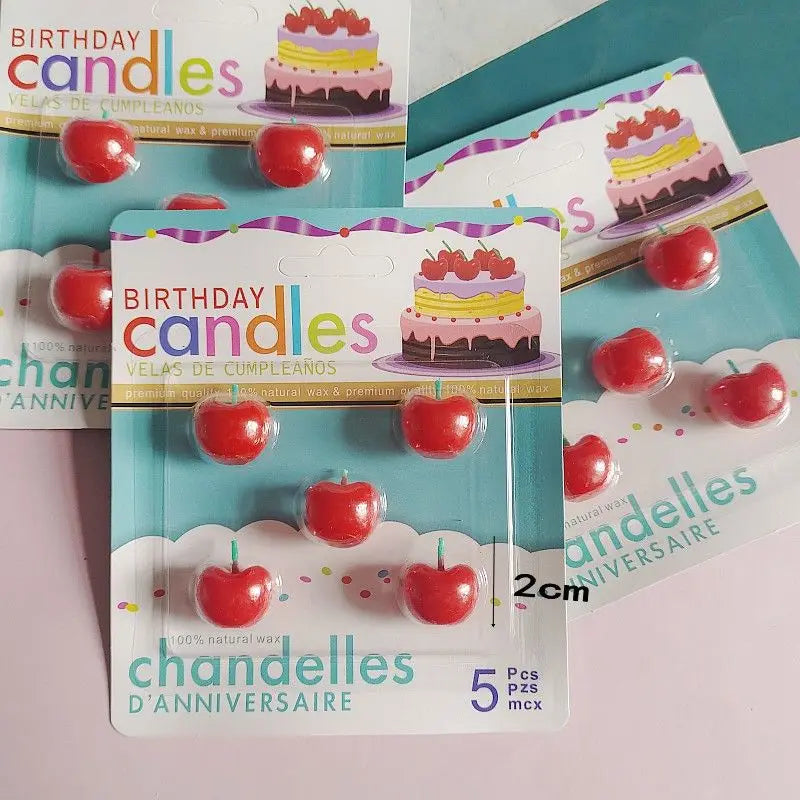 Birthday candle cake ins children love decoration cartoon smiling face retro cute cherry plug-in flowers