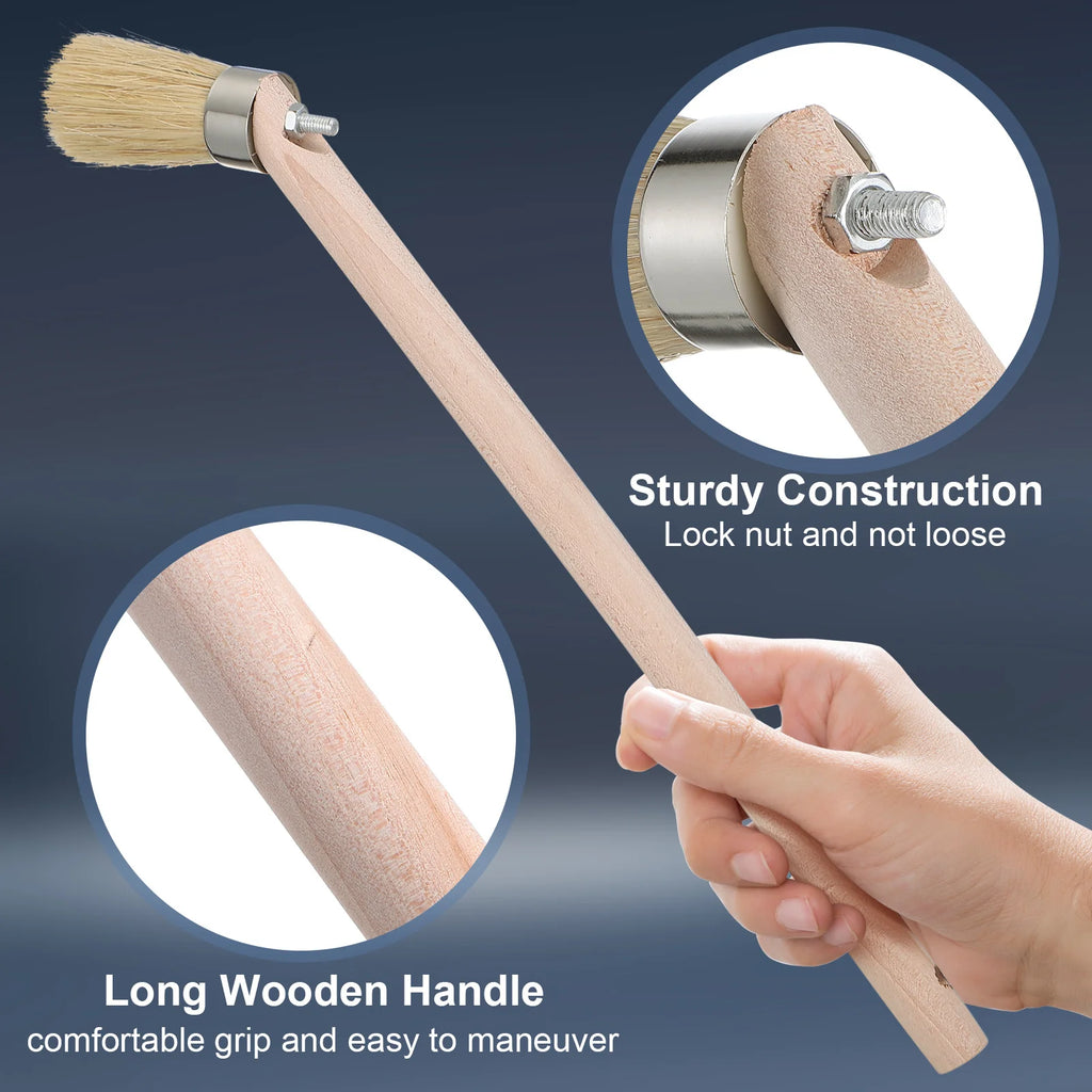 25cm Tire Brush with Wooden Handle for Efficient Lubrication and Detailed Cleaning in Hardtoreach Areas Tire Tools