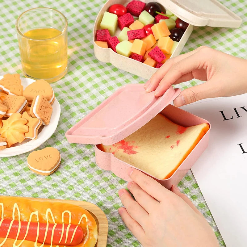 Sandwich Containers Lunch Box Toast Storage Box With Lid Portable Food Storage Case Reusable Microwave Lunch Box Sandwich Case