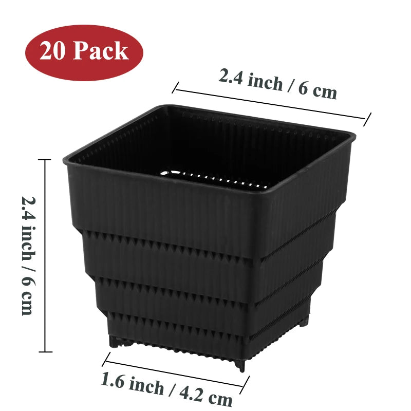 Meshpot Square Succulents Planter Pots With Tray Set,Nursery Pot Cactus Plant Pot Garden Plastic Pot Multi Size