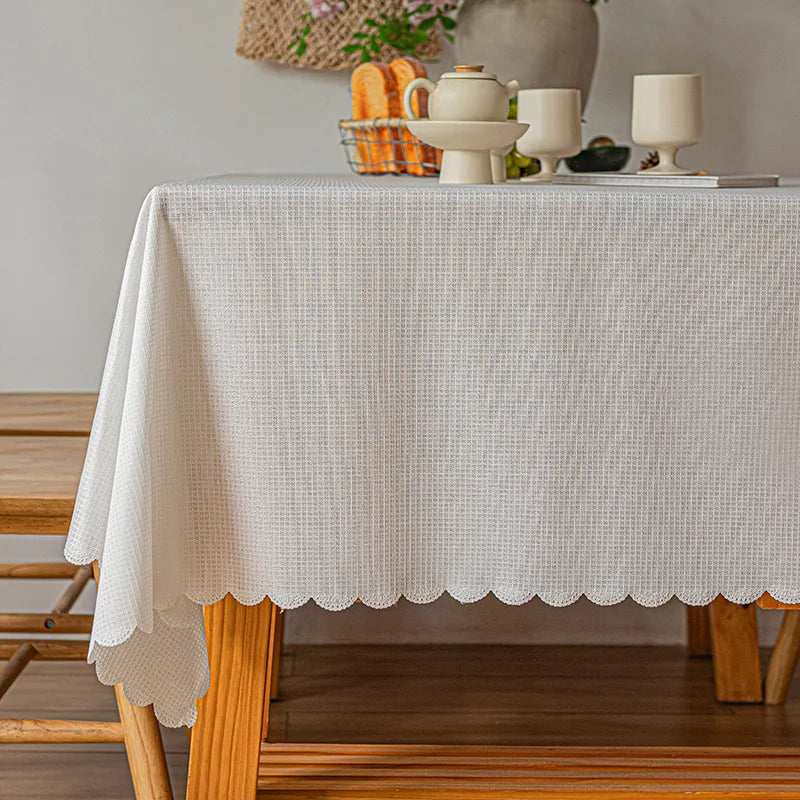 1pc﻿ Tablecloths Fabric Tassel Tablecloth Dust-Proof Table Cover for Kitchen Dinning Tabletop Home Decoration Everyday Use ﻿ ﻿