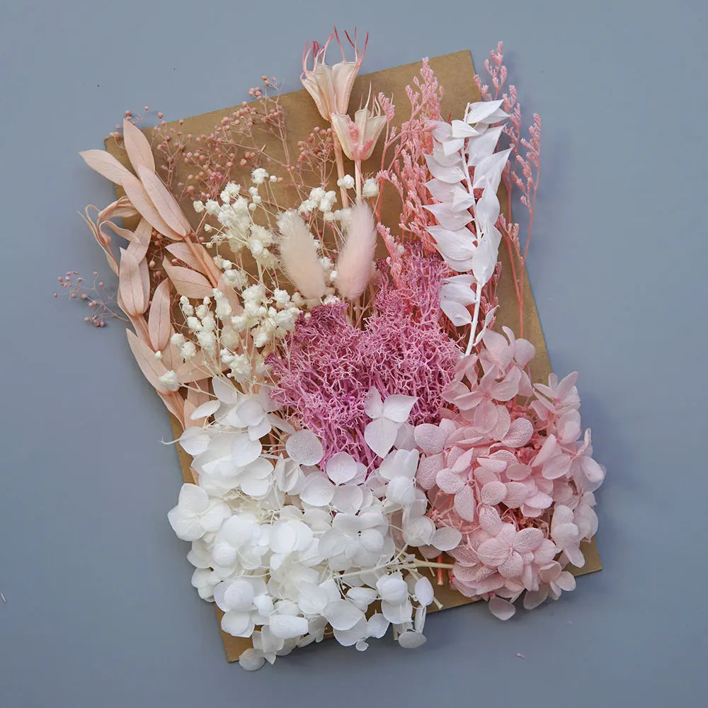 1 Pack Artificial Plants Dried Real Flowers Preserved Materials Epoxy Resin Candles DIY Floral Materials Hydrangea Set Flowers