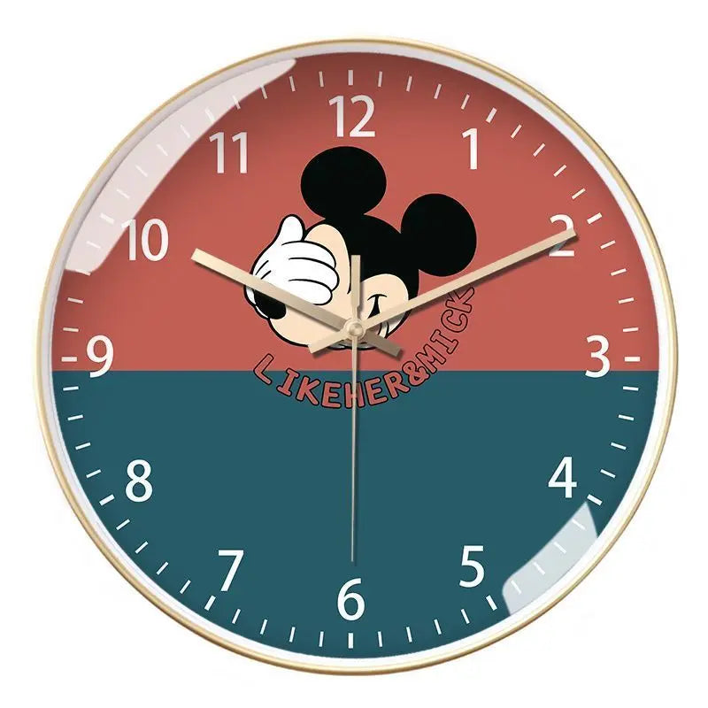 Living room wall clock creative Mickey and Minnie cartoon kawaii children's bedroom wall clock cartoon silent quartz clock