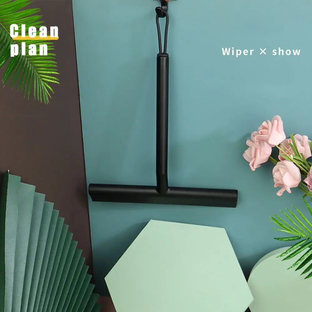 Labor-saving Silicone Shower Squeegee Scraper Plastic Cleaning Glass Clean Scraper Soft Black Washing Wiper Bathroom