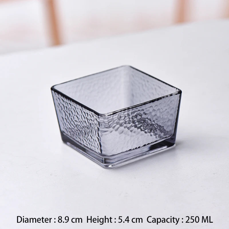 Glass Ice Cream Dessert Bowl Japanese Style Hammer Patterned Household Candy Snack Bowls High Quality Living Room Tableware