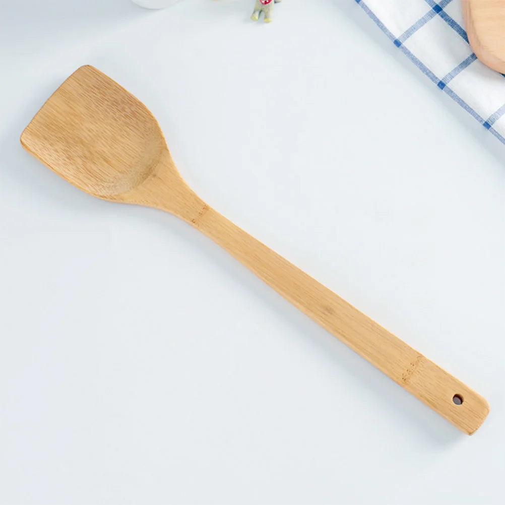 2Pcs Wooden Cooking Tool Premium Material Heat Resistant Easy Operate Portable 35cm Multi Functional Shovel Spoon