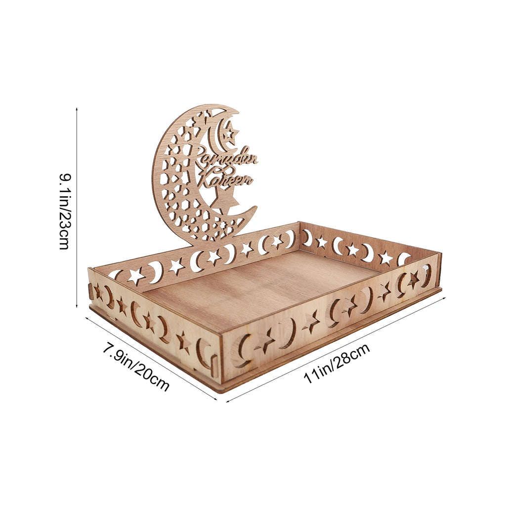 Sweet Treats For Eid Wooden Dessert Serving Tray Ramadan Festival Decor Snacks Storage Dried Fruits Tray Home Party