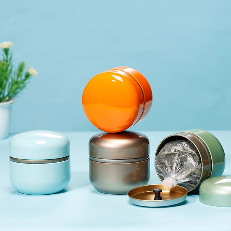 50g Electroplated Tinplate Tea Storage Tin - Airtight Metal Canister for Coffee/Candy/Spices,Refillable Empty Container with Lid