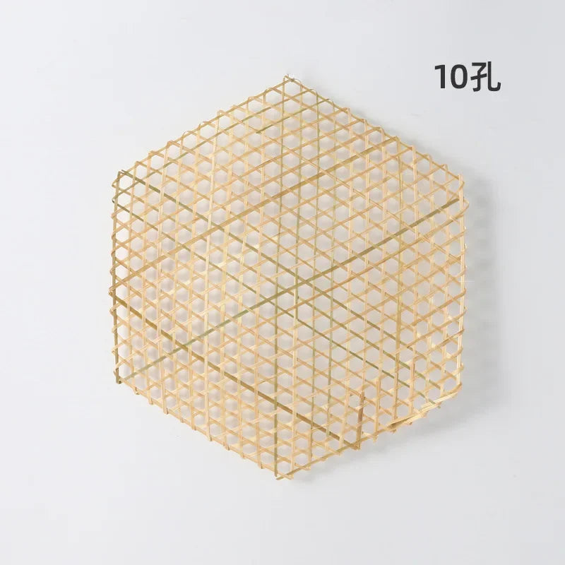 Hand Made Bamboo Mesh Steamer Mat Plate Sushi Food Meat Decorate Woven Table Mat Vegetables Bread Folding Basket Liners Rack