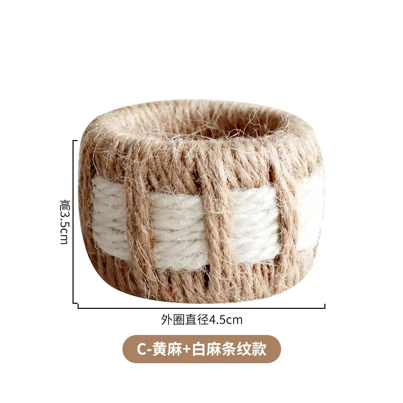 Linen Woven Napkin Ring 2025 Christmas Table Decoration Napkin Holder Wedding 2026 New Year Accessories Kitchen Party Supplies