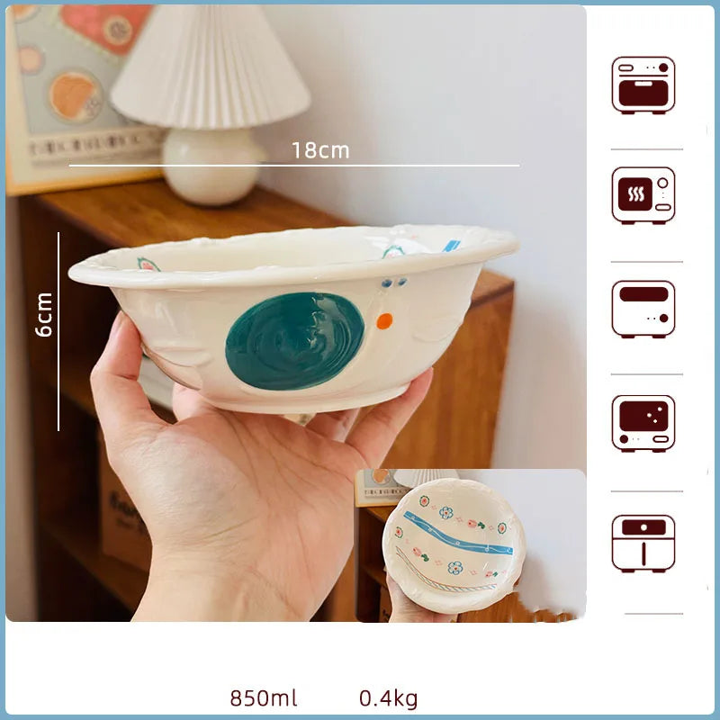 Korean Style Vegetable Plate Househole Underglaze Colored Ceramic Fruit Plate Fish Dish Vinger Dish Kitchen Tableware Set