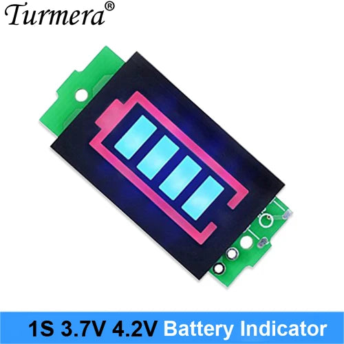 Turmera Battery Indicator LED Display 1S 4.2V 2S 8.4V 3S 10.8V 4S 14.4V 5S 18V 6S 25V 12V 24V 36V 48V for Screwdriver Drills Use