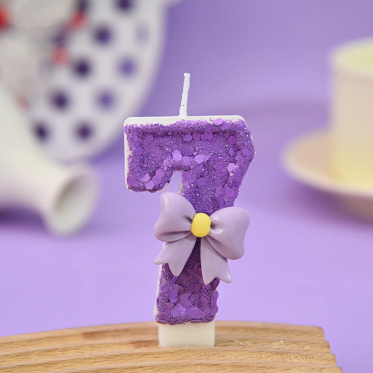 Purple Birthday Candles. Bow Number Candles. Birthday Cake Decoration, First Birthday Party Candles, Princess Butterfly