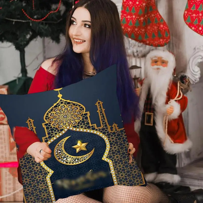 2023 Eid Pillowcase Decor For Home Sofa Cushion Cover Islamic Ramazan Kareem Decoration Mosque Mahometan Pillow Cover Gifts
