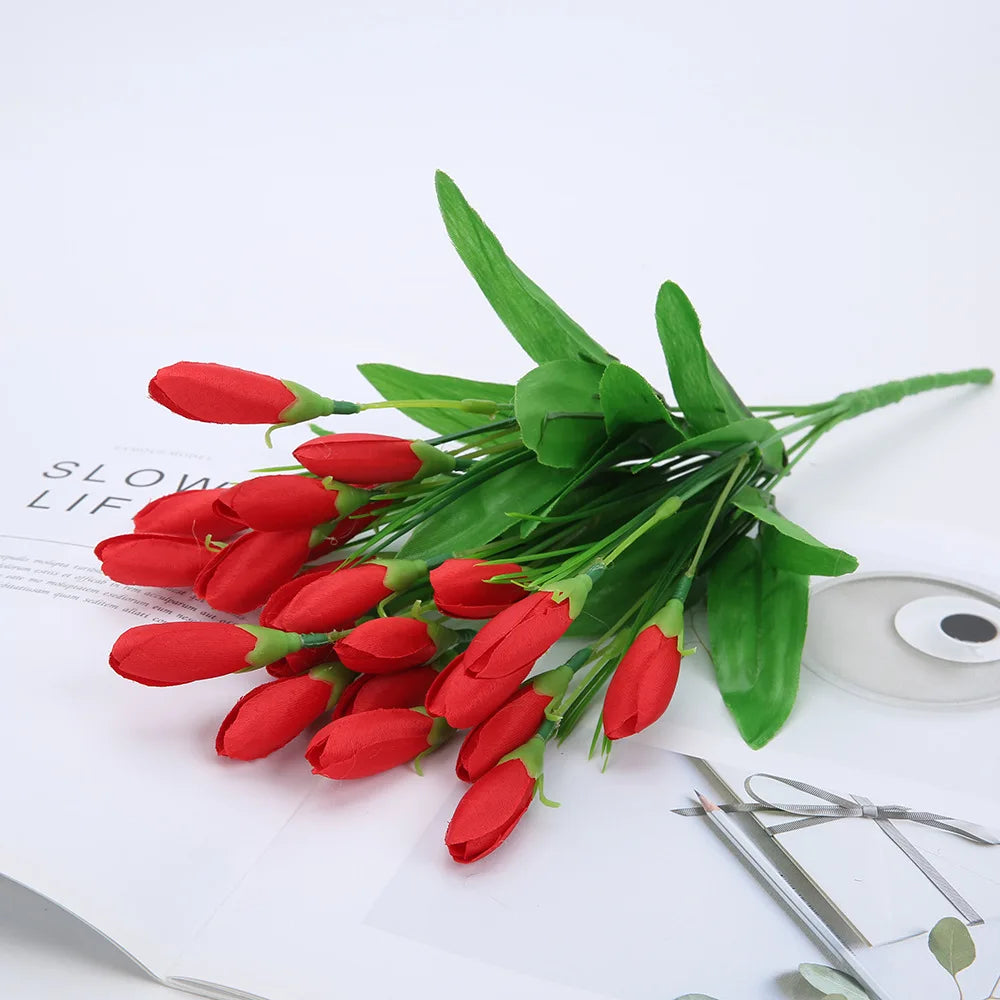 35CM Artificial Magnolia Flower Bud Restaurant Hotel Dining Table Decoration Silk Flower Balcony Scenery Small Magnolia Flowers