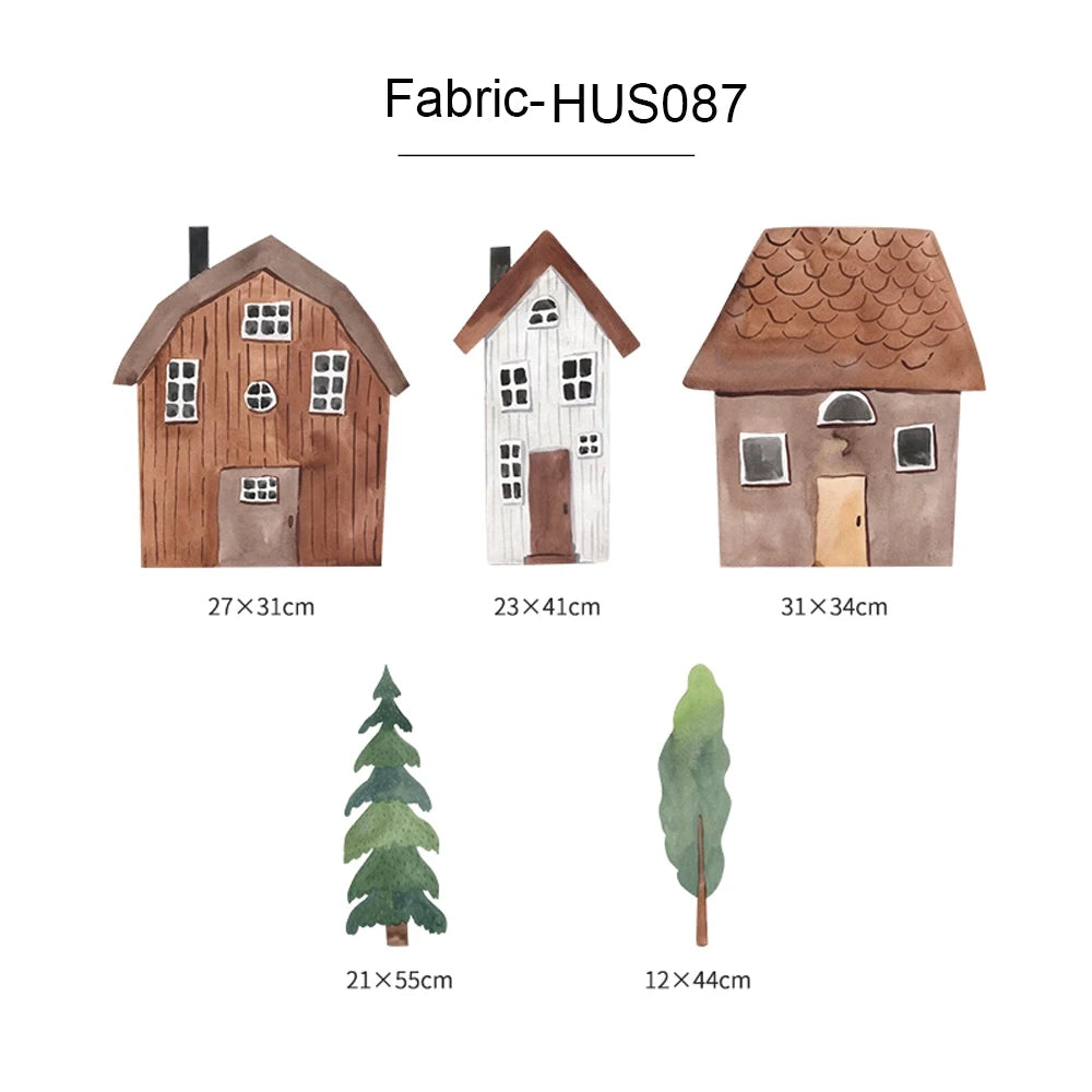 Fabric Cartoon Forest Vintage Town Wall PVC Moon Bunny Sticker DIY Kids Baby Room Wall Art Decoration for Bedroom Living Room