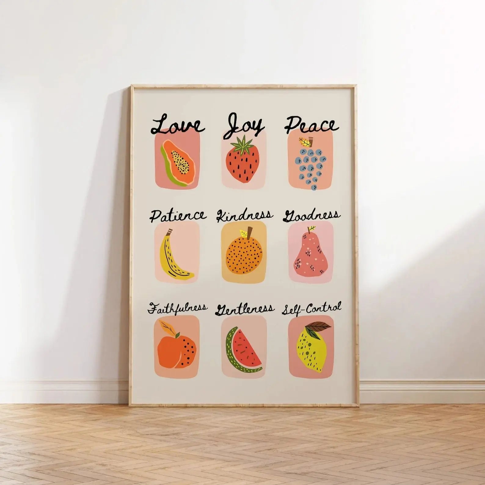 Fruit of the Spirit Art Print: Colorful Christian Decor Kitchen Dining Physical Print Wall Art Physical Print Gift